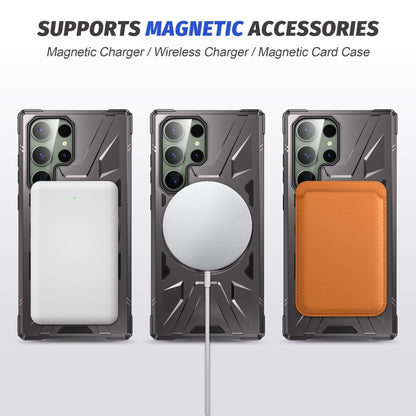 For Samsung Galaxy S23 Ultra 5G MagSafe Magnetic Shockproof Phone Case with Ring Holder(Dark Grey) - Galaxy S23 Ultra 5G Cases by buy2fix | Online Shopping UK | buy2fix