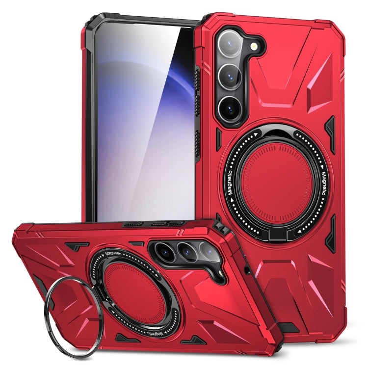 For Samsung Galaxy S24 5G MagSafe Magnetic Shockproof Phone Case with Ring Holder(Red) - Galaxy S24 5G Cases by buy2fix | Online Shopping UK | buy2fix