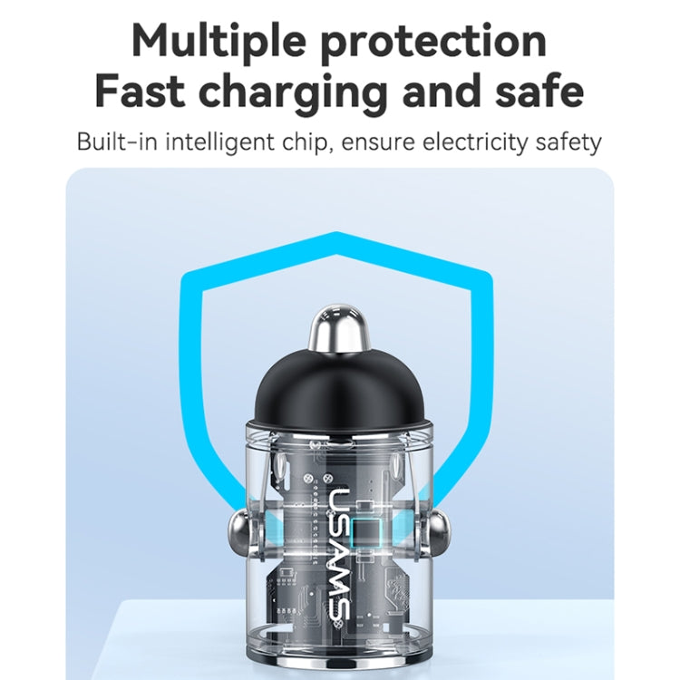 USAMS US-CC206 C38 PD30W USB + Type-C Dual Port Fast Charging Aluminum Alloy Car Charger(Tarnish) - Car Charger by USAMS | Online Shopping UK | buy2fix