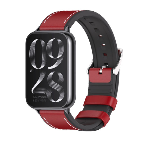 For Xiaomi Smart Band 9 Pro / 8 Pro Mijobs TPU Leather Watch Band(Red Black) - Watch Bands by MIJOBS | Online Shopping UK | buy2fix