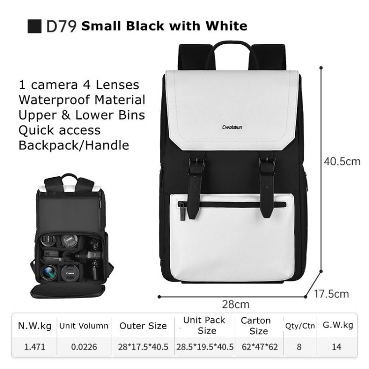 Cwatcun D79 Camera Backpack Multi-Functional Camera  Dual Shoulders Bag, Size:40.5 x 28 x 17.5cm Small(Black White) - Backpack by Cwatcun | Online Shopping UK | buy2fix