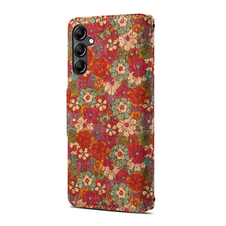 For Samsung Galaxy A05s Denior Flower Language Series Cork Fabric Oil Edge Leather Phone Case(Summer) - Galaxy Phone Cases by Denior | Online Shopping UK | buy2fix