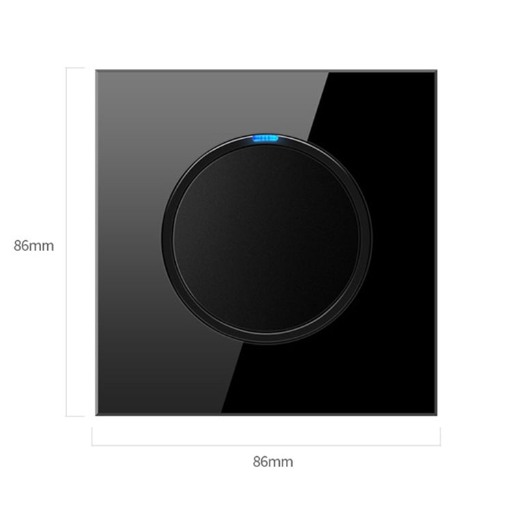 86mm Round LED Tempered Glass Switch Panel, Black Round Glass, Style:Two Open Dual Control - Switch by buy2fix | Online Shopping UK | buy2fix