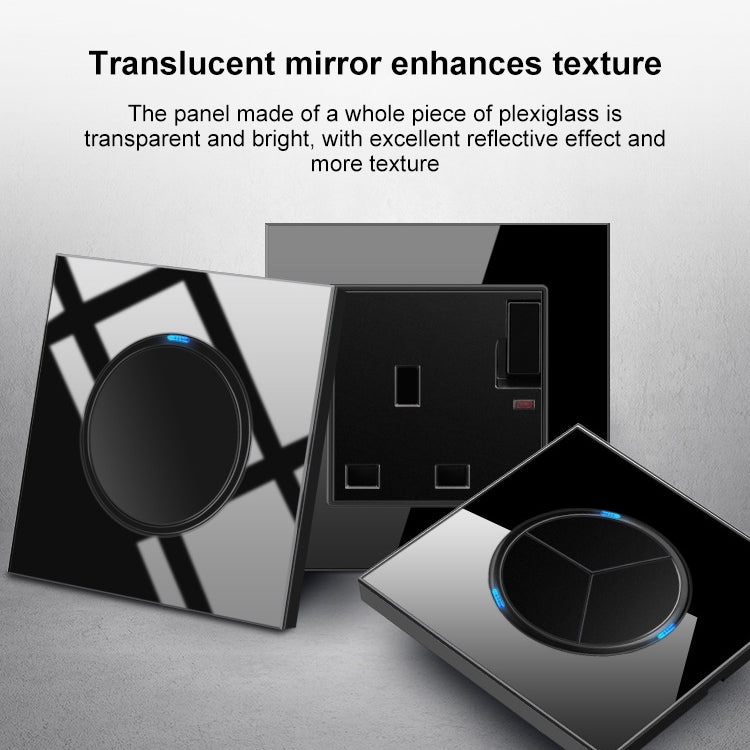 86mm Round LED Tempered Glass Switch Panel, Black Round Glass, Style:Three Open Dual Control - Consumer Electronics by buy2fix | Online Shopping UK | buy2fix