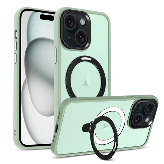 For iPhone 15 Plus MagSafe Holder Skin-feel PC Hybrid TPU Phone Case(Matcha Green) - iPhone 15 Plus Cases by buy2fix | Online Shopping UK | buy2fix