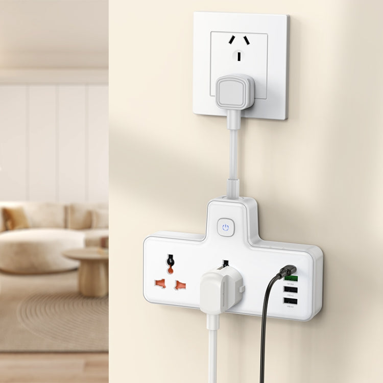 hoco AC12 Reise 2-position Expansion Socket with PD30W+3USB Ports, Cable Length: 8.5cm, US Plug(White) - Extension Socket by hoco | Online Shopping UK | buy2fix