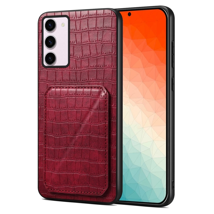 For Samsung Galaxy S24+ 5G Denior Imitation Crocodile Leather Back Phone Case with Holder(Rose Red) - Galaxy S24+ 5G Cases by Denior | Online Shopping UK | buy2fix