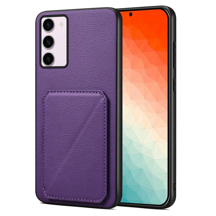 For Samsung Galaxy S24 5G Denior Imitation Calf Leather Back Phone Case with Holder(Purple) - Galaxy S24 5G Cases by Denior | Online Shopping UK | buy2fix