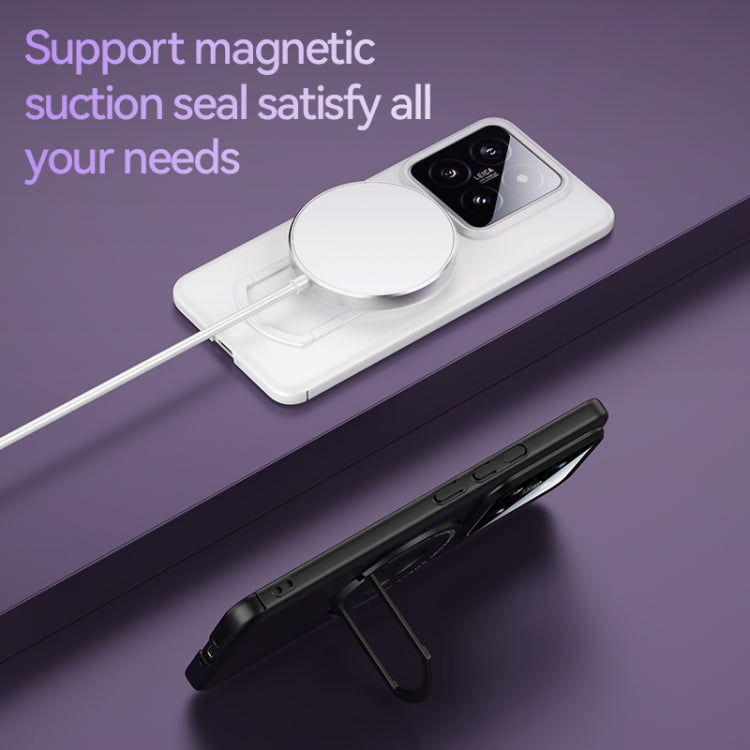 For Xiaomi 14 Pro Matte Magsafe Magnetic Phone Case with Trolley Holder(Black) - 14 Pro Cases by buy2fix | Online Shopping UK | buy2fix