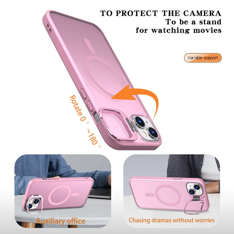 For iPhone 14 Metal Invisible Camera Holder MagSafe Magnetic Phone Case(Pink) - iPhone 14 Cases by buy2fix | Online Shopping UK | buy2fix