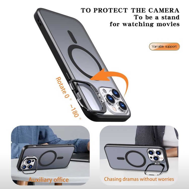 For iPhone 12 Pro Max Metal Invisible Camera Holder MagSafe Magnetic Phone Case(Black) - iPhone 12 Pro Max Cases by buy2fix | Online Shopping UK | buy2fix