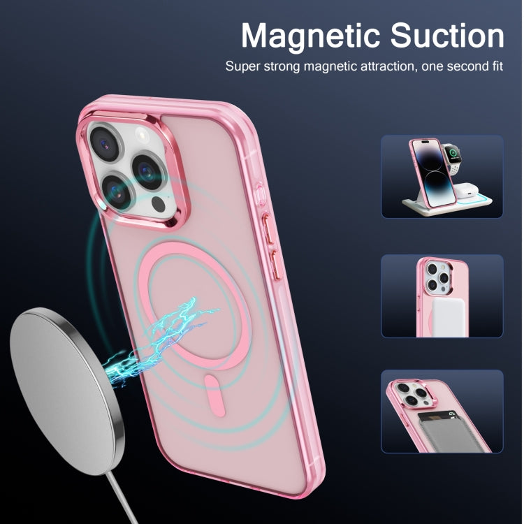 For iPhone 15 Pro Max Electroplated IMD Magsafe PC Hybrid TPU Phone Case(Pink) - iPhone 15 Pro Max Cases by buy2fix | Online Shopping UK | buy2fix