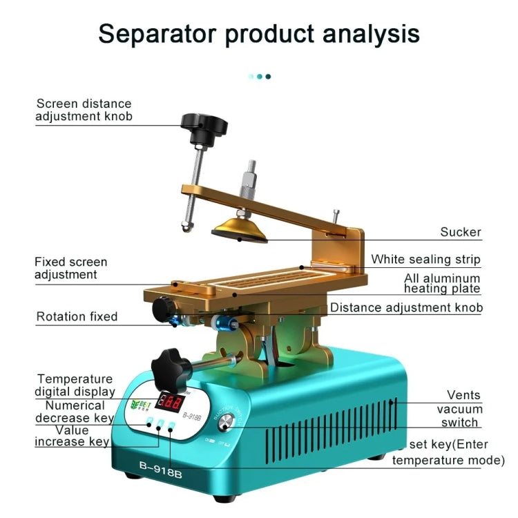 BEST B-918B 7 inch Multi-function Mobile Phone Screen Rotary Separator, US Plug - Separation Equipment by BEST | Online Shopping UK | buy2fix