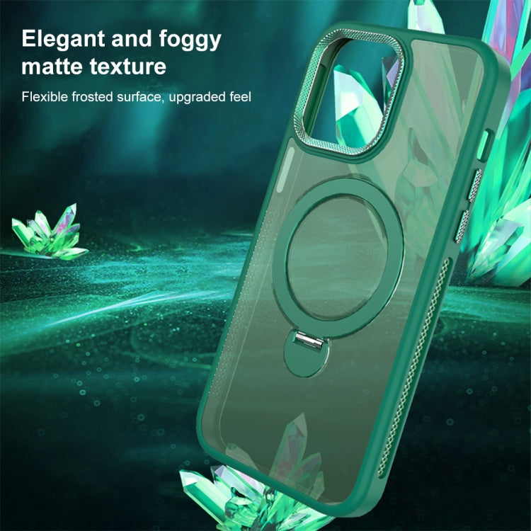 For iPhone 13 MagSafe Magnetic Holder Breathable Phone Case(Green) - iPhone 13 Cases by buy2fix | Online Shopping UK | buy2fix