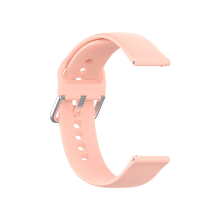 For Xiaomi Haylou Solar LS05 Silicone Solid Color Silver Buckle Watch Band, Size: 22mm(Light Pink) - Smart Wear by buy2fix | Online Shopping UK | buy2fix