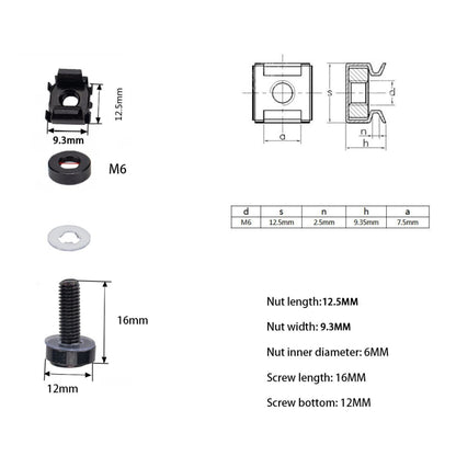 50 PCS Cage Nuts and Screw Cage Nuts M6 + Rack Screws M6x16 - In Car by buy2fix | Online Shopping UK | buy2fix