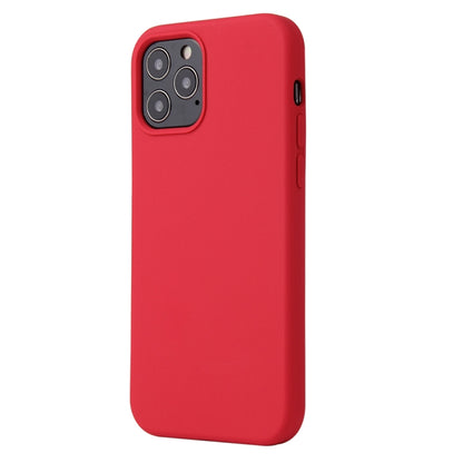 For iPhone 12 / 12 Pro Solid Color Liquid Silicone Shockproof Protective Case(Carmine) - iPhone 12 / 12 Pro Cases by buy2fix | Online Shopping UK | buy2fix