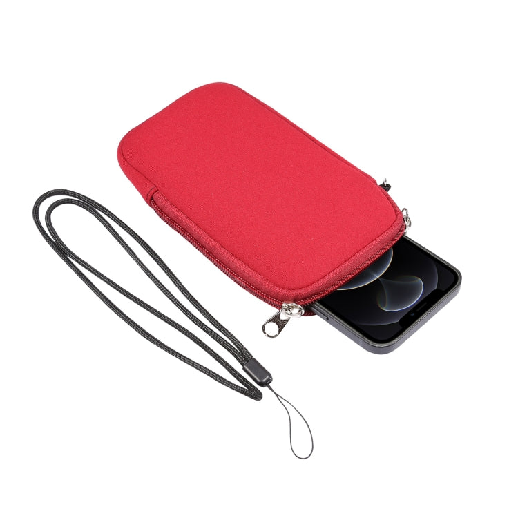 Universal Elasticity Zipper Protective Case Storage Bag with Lanyard For 6.7-6.9 inch Smart Phones(Purplish Red) - Apple Accessories by buy2fix | Online Shopping UK | buy2fix