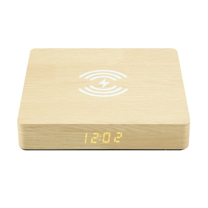 W50 Wooden Clock Wireless Charger (Yellow Wood) - Apple Accessories by buy2fix | Online Shopping UK | buy2fix