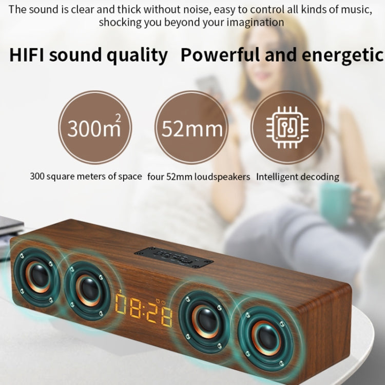 W8C Wooden Clock Subwoofer Bluetooth Speaker, Support TF Card & U Disk & 3.5mm AUX(Brown Wood) - Desktop Speaker by buy2fix | Online Shopping UK | buy2fix