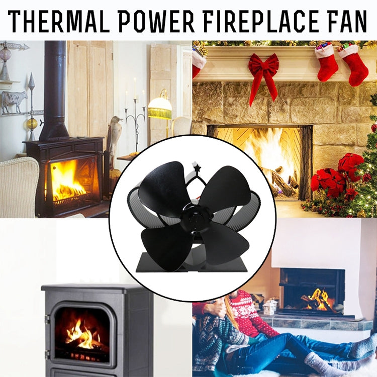 YL201 4-Blade High Temperature Metal Heat Powered Fireplace Stove Fan (Black) - Consumer Electronics by buy2fix | Online Shopping UK | buy2fix