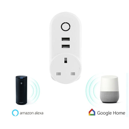 SA-002 2 USB Ports + 1 UK Socket WiFi Smart Power Plug Socket, Compatible with Alexa and Google Home, AC 110V-230V, UK Plug - Consumer Electronics by buy2fix | Online Shopping UK | buy2fix