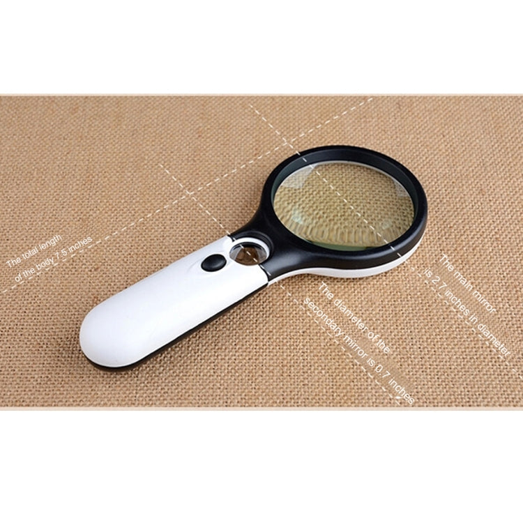 Reading Visual Magnifier with 3 LED Light, Mini Portable 3-45X Handheld Reading Visual Magnifier with 3 LED Light(White) - Consumer Electronics by buy2fix | Online Shopping UK | buy2fix