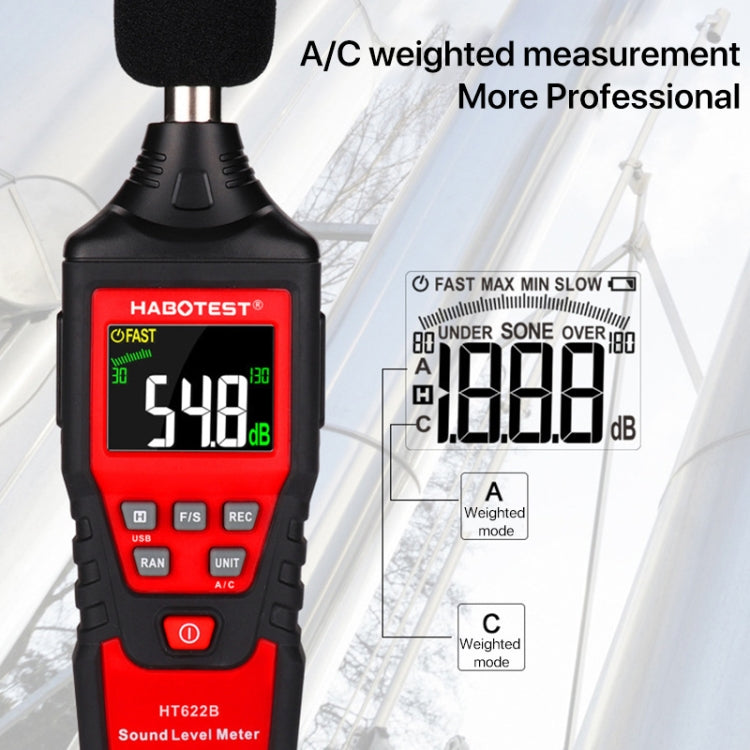 HABOTEST HT622B Household High Precision Digital Sound Level Meter - Light & Sound Meter by HABOTEST | Online Shopping UK | buy2fix