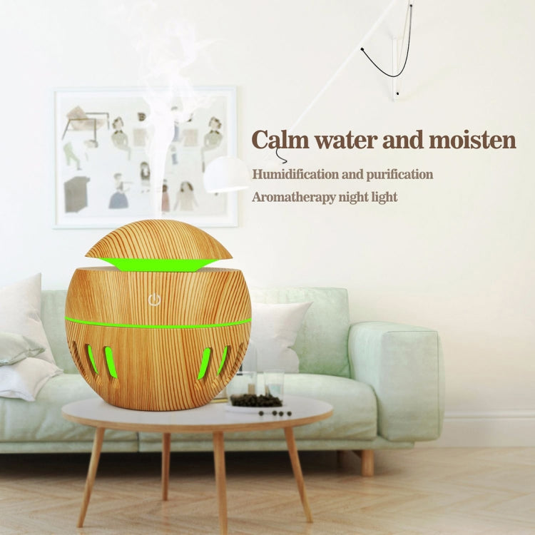 Wood Grain USB Hollowed-out Humidifier Seven Color Aromatherapy Lamp Automatic Alcohol Sprayer with Remote Control(Green) - Home & Garden by buy2fix | Online Shopping UK | buy2fix