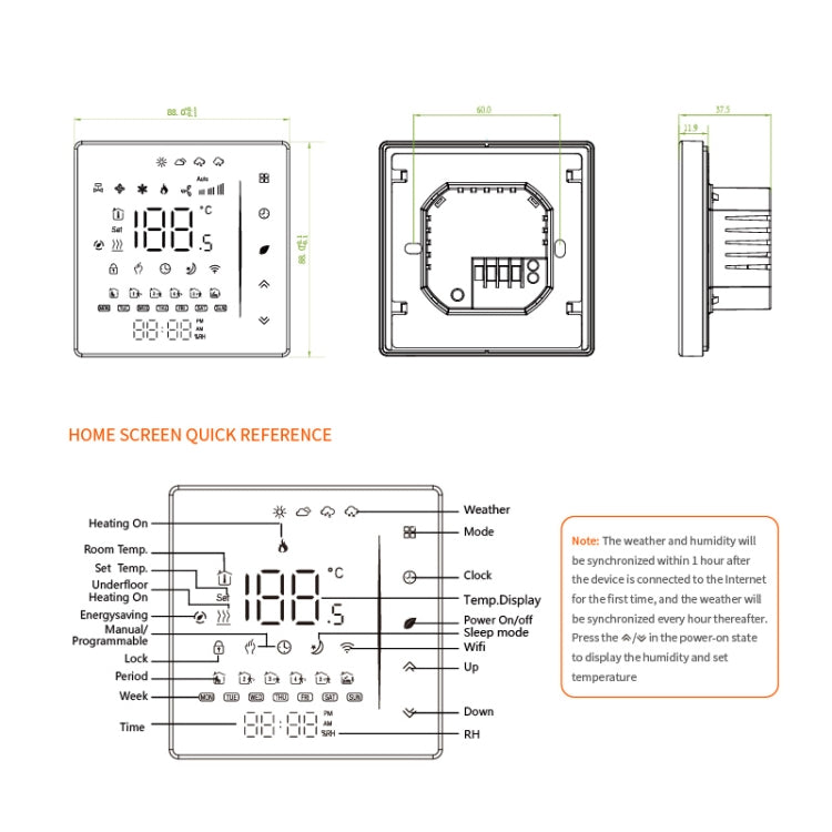 BHT-006GCLW 95-240V AC 5A Smart Home Heating Thermostat for EU Box, Control Boiler Heating with Only Internal Sensor, WiFi (White) - Consumer Electronics by buy2fix | Online Shopping UK | buy2fix