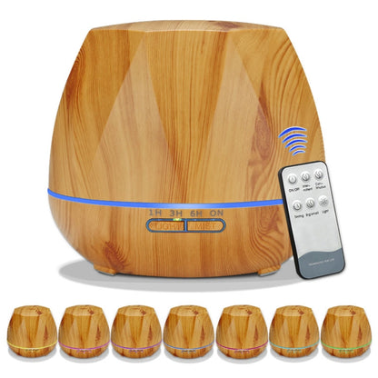 Diamond Wood Grain Remote Control Ultrasonic Humidifier Aromatherapy Machine Automatic Alcohol Sprayer with LED Lights, Capacity: 400mL, UK Plug (Light Wood Color) - Home & Garden by buy2fix | Online Shopping UK | buy2fix