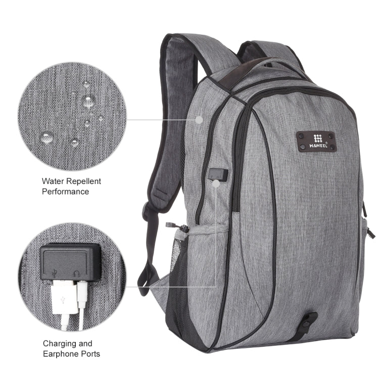 HAWEEL Outdoor Portable Canvas Dual Shoulders Laptop Backpack(Grey) - Backpack by HAWEEL | Online Shopping UK | buy2fix