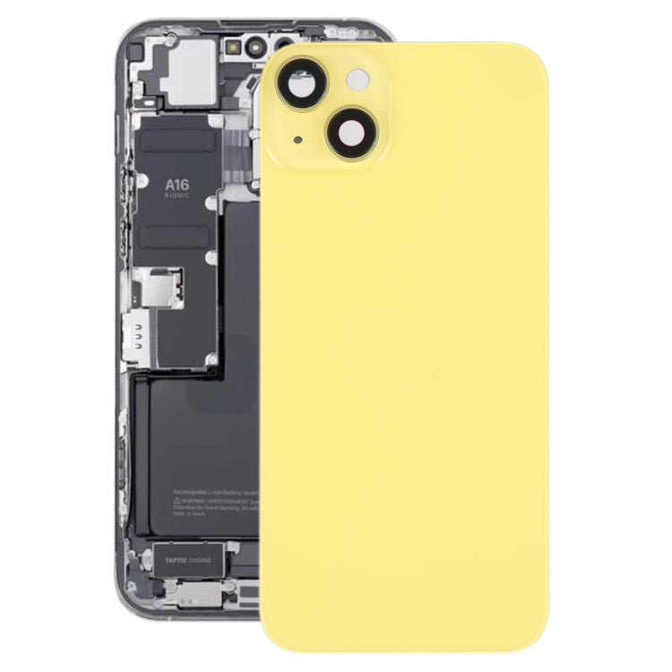 Glass Battery Back Cover with Holder for iPhone 14(Yellow) -  by buy2fix | Online Shopping UK | buy2fix