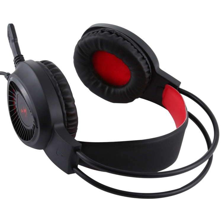 HAMTOD V1000 Dual-3.5mm Plug Interface Gaming Headphone Headset with Mic & LED Light, Cable Length: 2.1m(Red) - Multimedia Headset by HAMTOD | Online Shopping UK | buy2fix