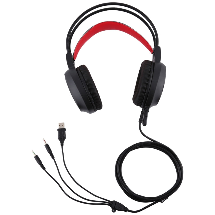 HAMTOD V1000 Dual-3.5mm Plug Interface Gaming Headphone Headset with Mic & LED Light, Cable Length: 2.1m(Red) - Multimedia Headset by HAMTOD | Online Shopping UK | buy2fix