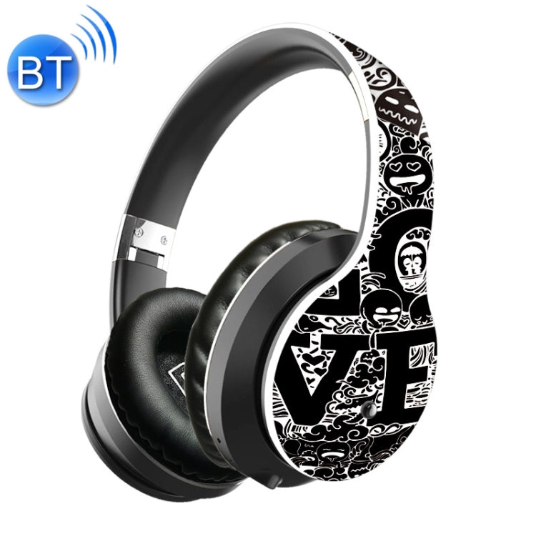 B1 Graffiti Pattern Wireless Bluetooth V5.0 Headset (Black White) - Headset & Headphone by buy2fix | Online Shopping UK | buy2fix