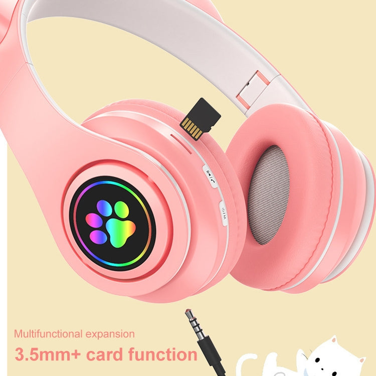 B39 Cat Ear Design LED Gradient Light Wireless Bluetooth Headset(Pink) - Multimedia Headset by buy2fix | Online Shopping UK | buy2fix