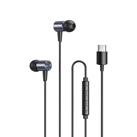 awei TC-2 USB-C / Type-C Interface 6D Stereo Surround Wired Headphones - Type-C Earphone by awei | Online Shopping UK | buy2fix