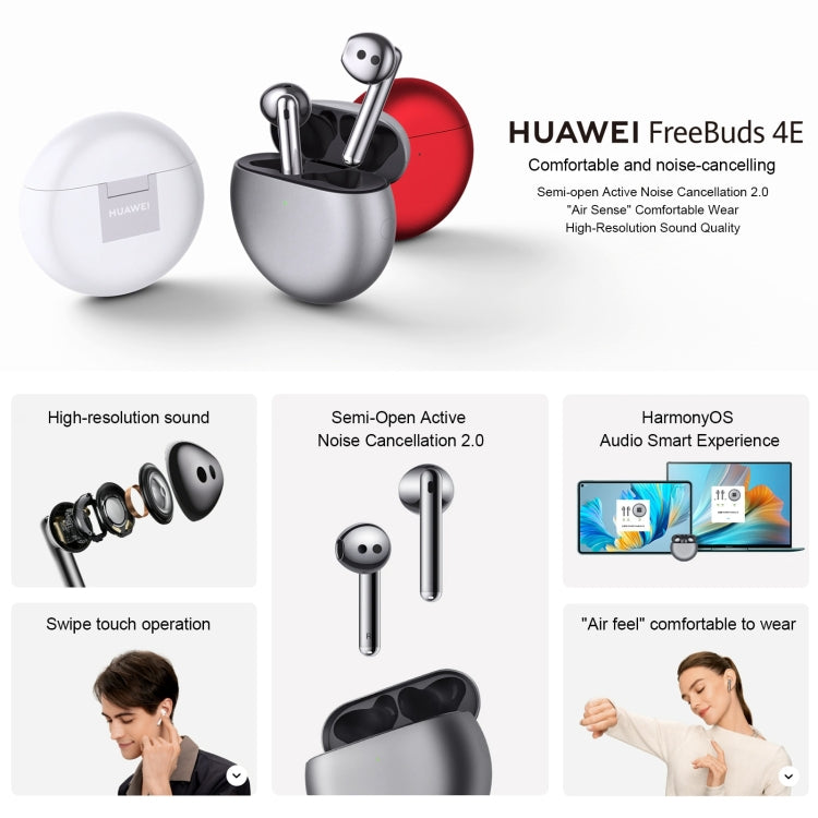 Original Huawei FreeBuds 4E Wireless Earphone T0008 Bluetooth Active Noise Reduction Earphone (Red) - TWS Earphone by Huawei | Online Shopping UK | buy2fix