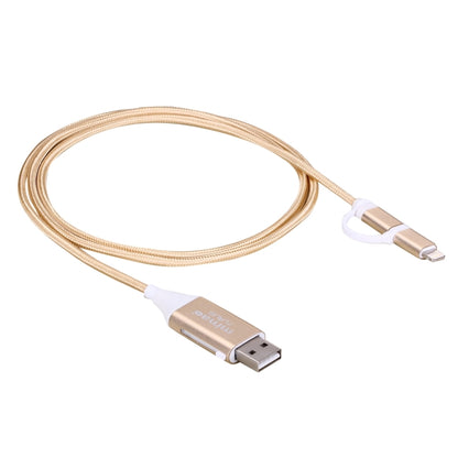 1M Multi-functional Mimao 8pin & Micro USB to OTG & USB 2.0 Data Sync Cable USB Charging Cable, For iPhone & iPad, Samsung, HTC, Sony, Huawei, Xiaomi(Gold) - OTG Adapter by buy2fix | Online Shopping UK | buy2fix