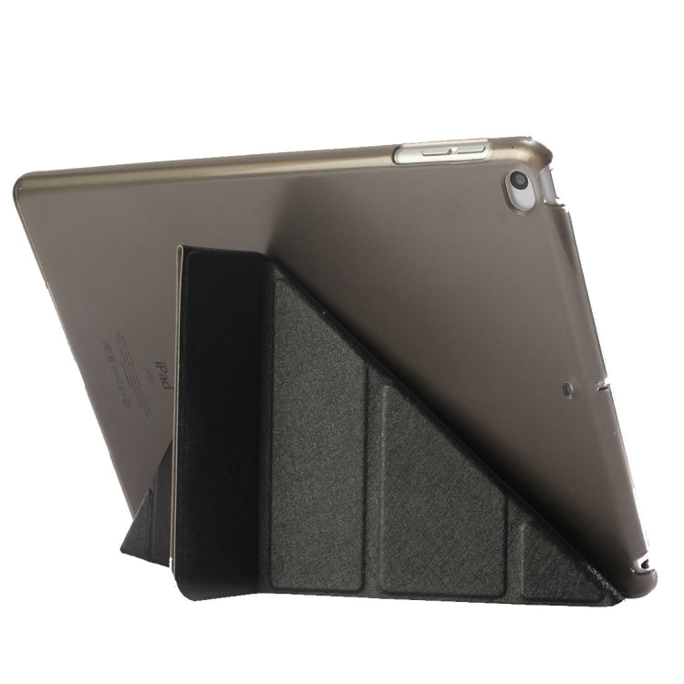 For iPad 9.7 (2018) & iPad 9.7 (2017) & iPad Air Silk Texture Horizontal Deformation Flip Leather Case with Three-folding Holder(Black) - Apple Accessories by buy2fix | Online Shopping UK | buy2fix