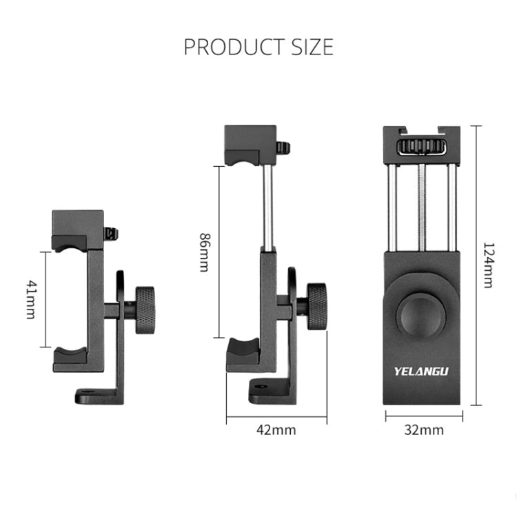 YELANGU PC03 Folding Phone Holder Horizontal Vertical Shooting Phone Clamp Holder Bracket(Black) - Consumer Electronics by YELANGU | Online Shopping UK | buy2fix