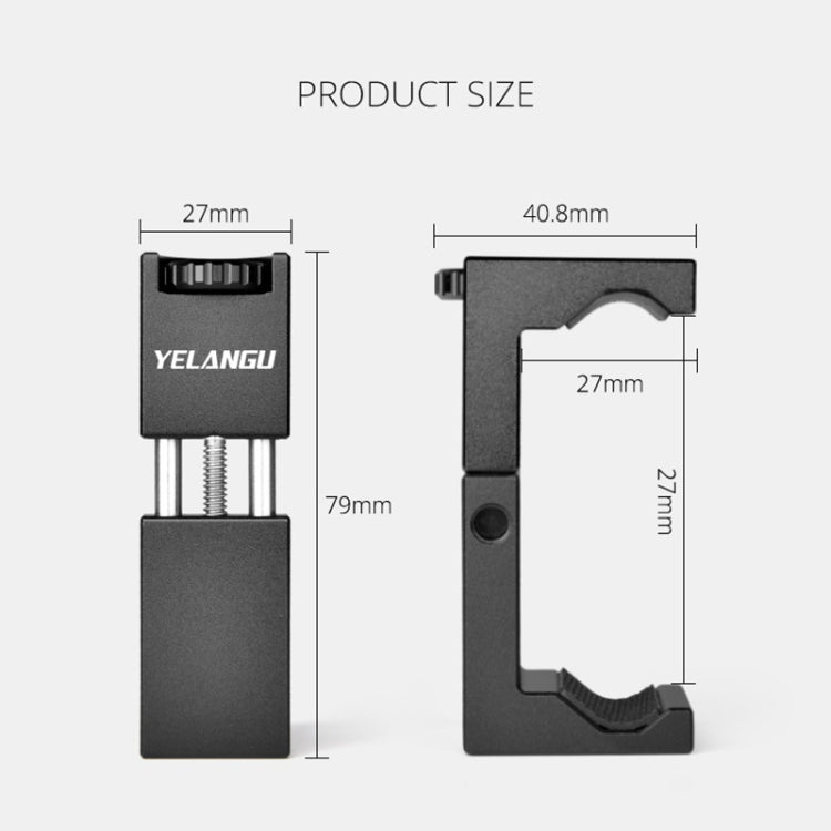 YELANGU PC142 Knob Style Phone Holder Bracket with Cold Shoe Base Mount(Black) - Consumer Electronics by YELANGU | Online Shopping UK | buy2fix