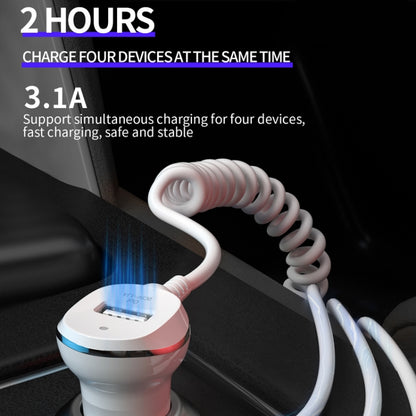 WK WP-C24 3.1A Explore The 3-in-1 Free Edition 8 Pin / Micro USB / USB-C / Type-C Data Cable + USB Car Charger (White) - Car Charger by WK | Online Shopping UK | buy2fix