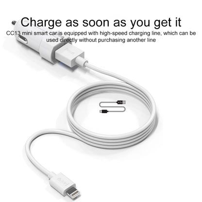 IVON CC13 QC 3.0 Fast Charging Car Charger Set with 8 Pin Charging Cable (White) - Car Charger by IVON | Online Shopping UK | buy2fix