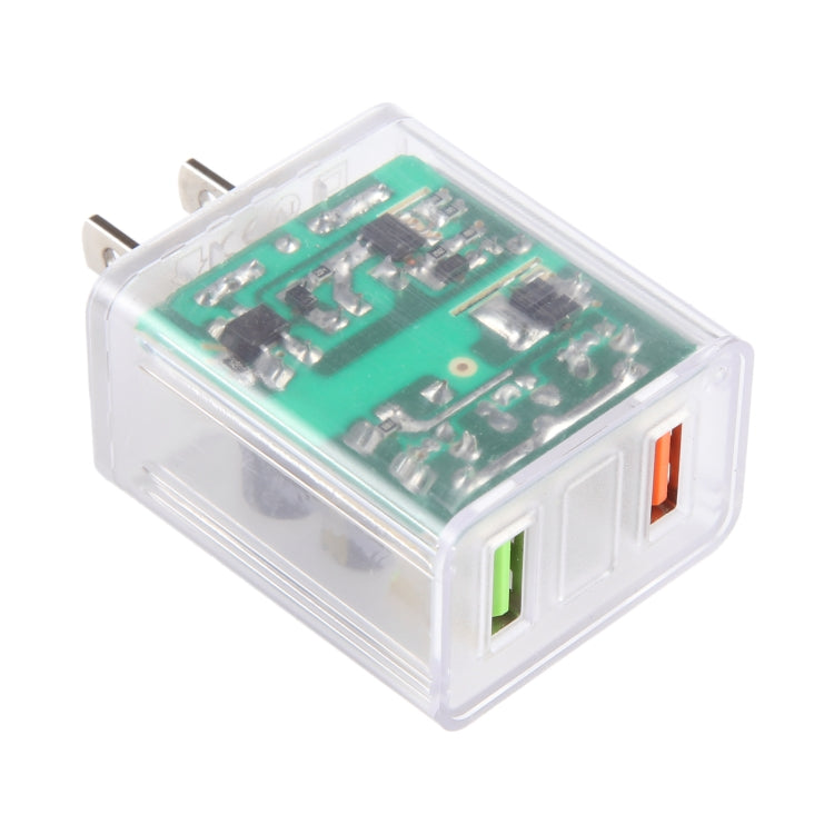 64-22 2A Dual USB Transparent Charger, specification: US Plug - USB Charger by buy2fix | Online Shopping UK | buy2fix