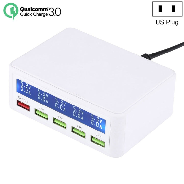 40W QC3.0  2.4A  4-USB Ports Fast Charger Station Travel Desktop Charger Power Adapter with LCD Digital Display, US Plug - Multifunction Charger by buy2fix | Online Shopping UK | buy2fix