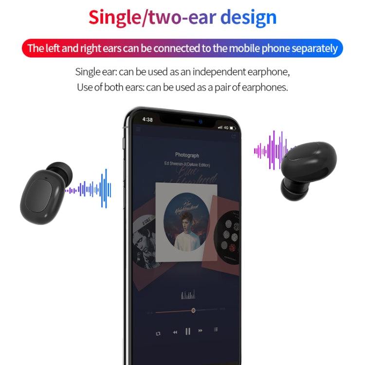 A10 TWS Space Capsule Shape Wireless Bluetooth Earphone with Magnetic Charging Box & Lanyard, Support HD Call & Automatic Pairing Bluetooth(Black White) - TWS Earphone by buy2fix | Online Shopping UK | buy2fix