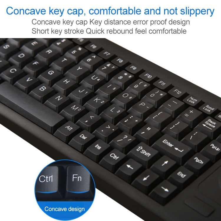 DS-8800 PS / 2 Interface Prevent Water Splashing Laser Engraving Character One-piece Wired Touchpad Keyboard, Length: 1.5m - Wired Keyboard by buy2fix | Online Shopping UK | buy2fix