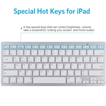 WB-8022 Ultra-thin Wireless Bluetooth Keyboard for iPad, Samsung, Huawei, Xiaomi, Tablet PCs or Smartphones, French Keys(Silver) - Computer & Networking by buy2fix | Online Shopping UK | buy2fix